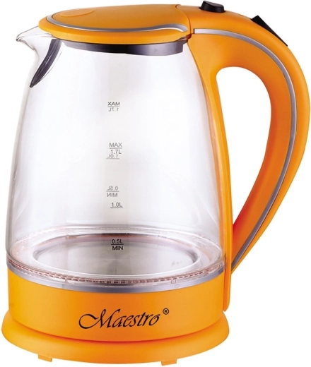 Elektrická konvice Maestro skleněná 1,7l oranžová