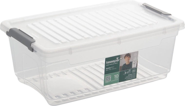 Plastový úložný box s víkem a klipy 3,7 l