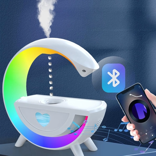 Antigravitační zvlhčovač vzduchu s aromaterapií, RGB noční lampou a Bluetooth reproduktorem