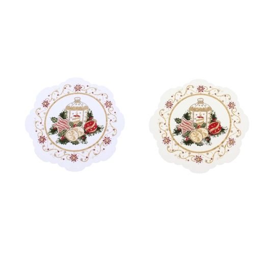 Vánoční polyesterové kulaté ubrousky 18 cm - 6 ks