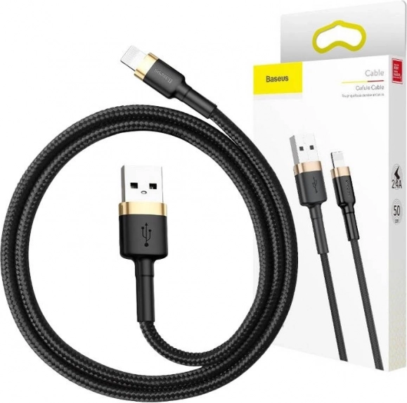 Baseus Cafule nabíjecí a datový kabel USB–Lightning 3 m 2.4A černo‑zlatý