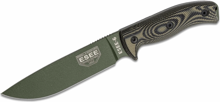 ESEE 6 OD Green/Black – univerzální outdoorový nůž 16,5 cm s pouzdrem