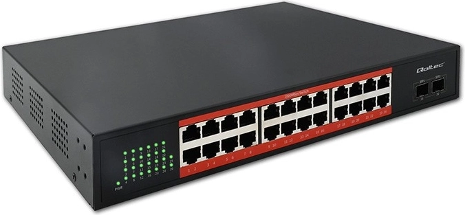 Gigabitový síťový switch 24× RJ45 a 2× SFP 1 Gb/s