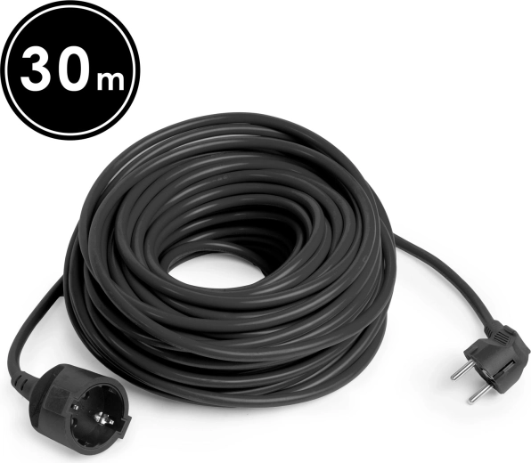 Černý prodlužovací kabel schuko 30 m