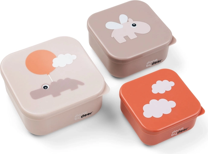 Done by Deer sada svačinových boxů Happy clouds růžová (3 ks)