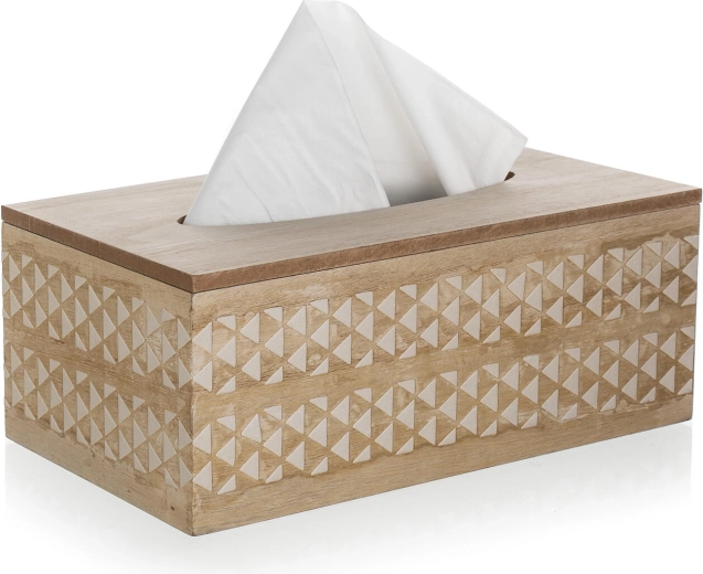 Dekorativní dřevěný design s bílým ornamentem