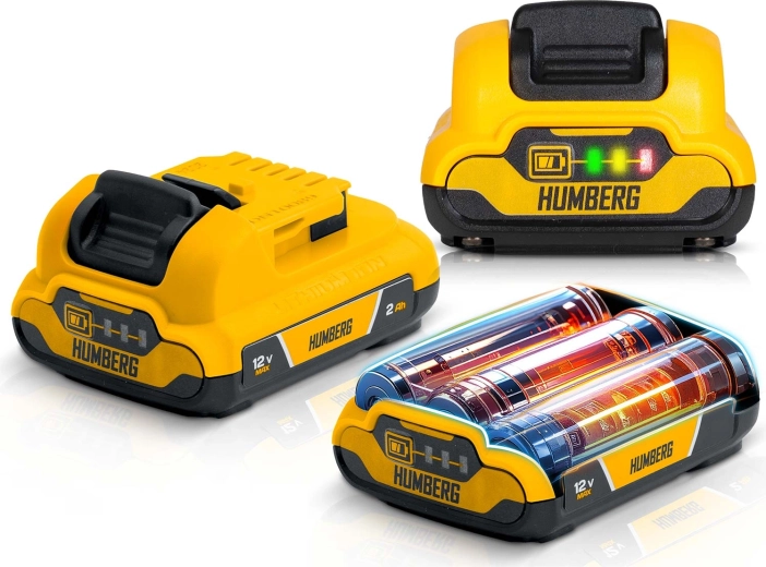 Dva výměnné 12V Li‑Ion akumulátory s LED indikací