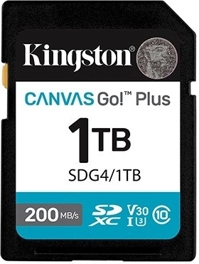 Sd karta 1 tb kingston canvas go! plus 200 mb/s c10 u3 v30