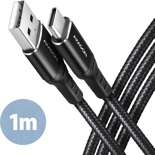 USB kabel Axagon USB-C na USB-A, 1m, černý