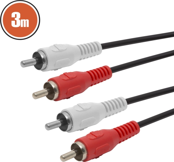 RCA audio kabel 3 m červený a bílý