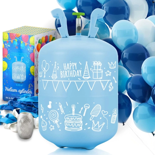 Heliová láhev 0,20 m³ s balonky a stuhou Ricokids