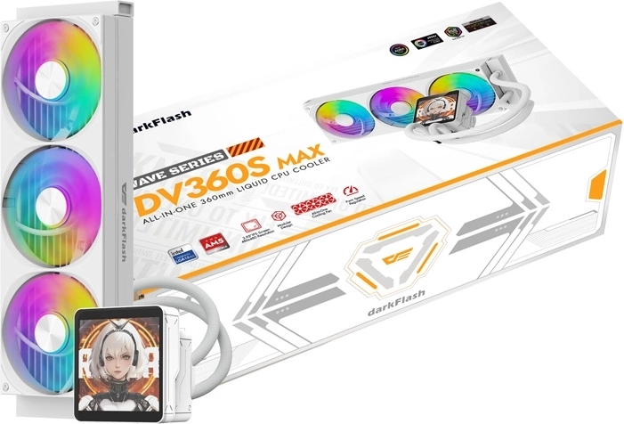 DarkFlash DV360S Max bílý vodní chladič procesoru 360 mm s LCD displejem