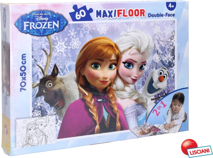 Oboustranné puzzle Frozen s Elsou a Annou 70 × 50 cm