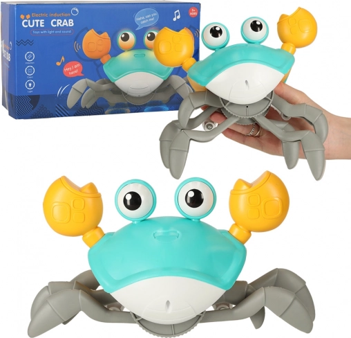 Interaktivní lezoucí krab s hudbou na USB – Zelený
