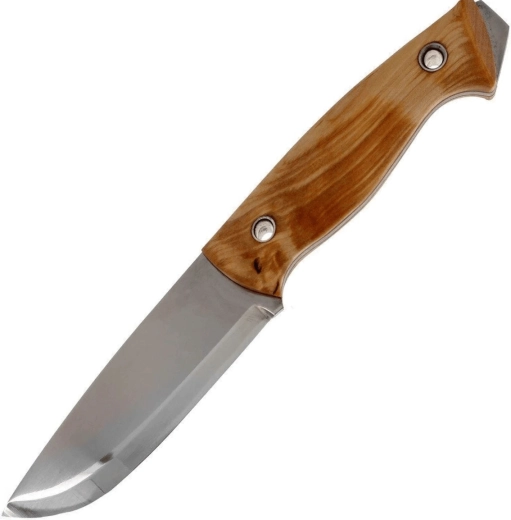 Helle Utvær outdoorový nůž 10 cm, kudrnatá bříza, kožené pouzdro