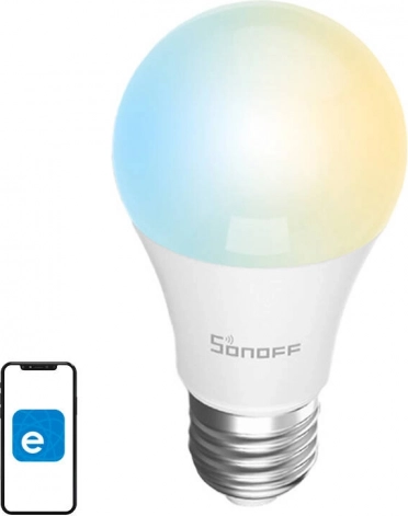 Chytrá LED Wi‑Fi žárovka Sonoff E27, 9 W, 806 lm, CCT 2700–6500 K