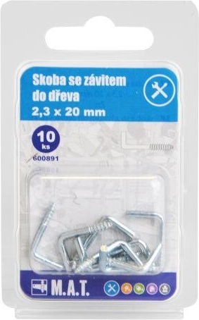 Skoba se závitem do dřeva 20 × 2,3 mm, pozinkovaná (10 ks)