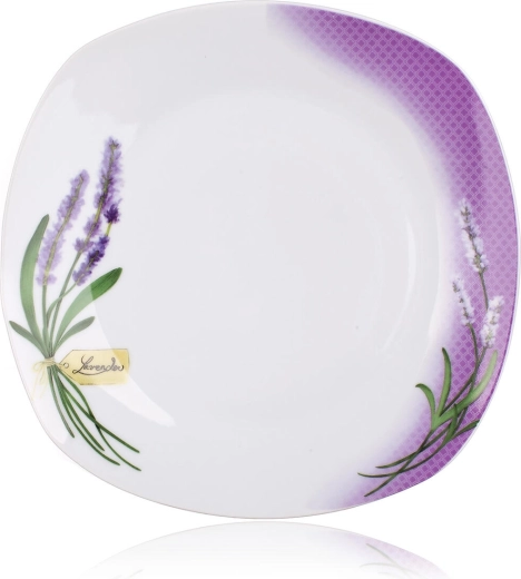 Moderní hranatý tvar s levandulovým dekorem