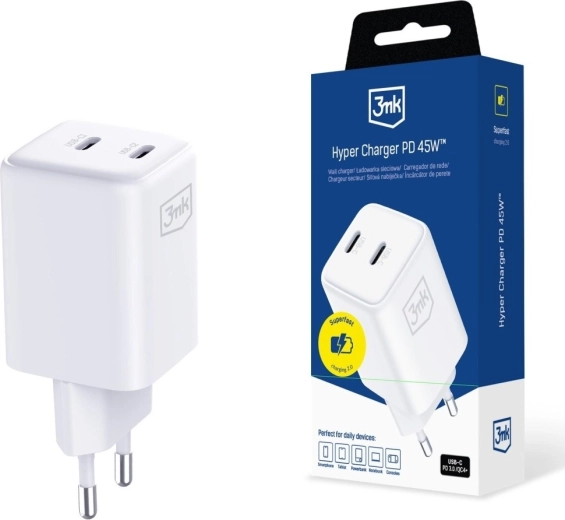 3MK Hyper Charger PD 45W GaN bílá síťová nabíječka