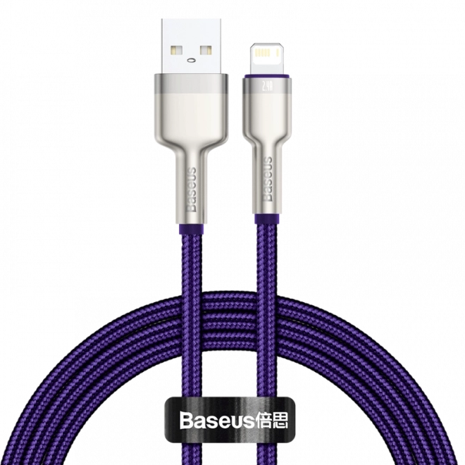 Baseus Cafule pletený USB–Lightning kabel 1 m, 2,4 A, fialový