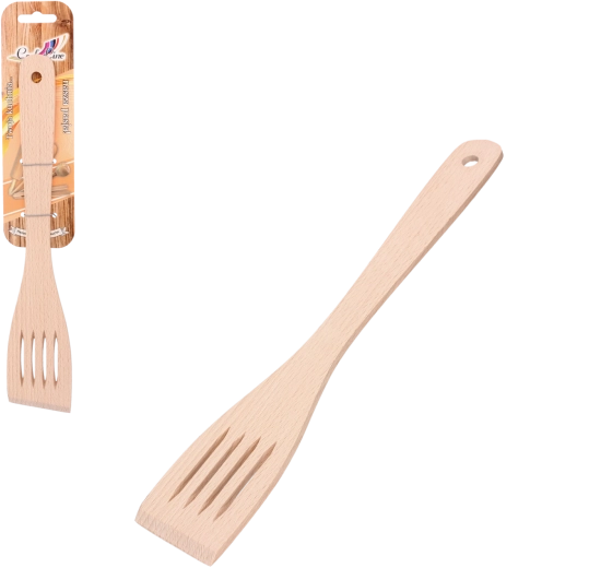 Dřevěná děrovaná kuchyňská obracečka