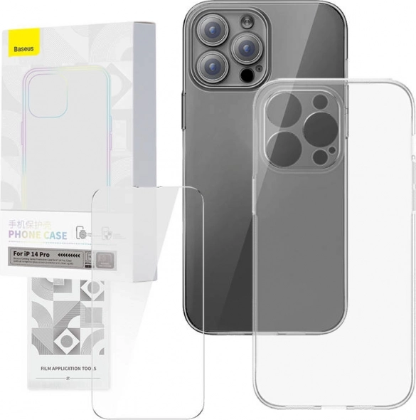 Průhledný kryt a tvrzené sklo BASEUS Corning pro iPhone 14 Pro