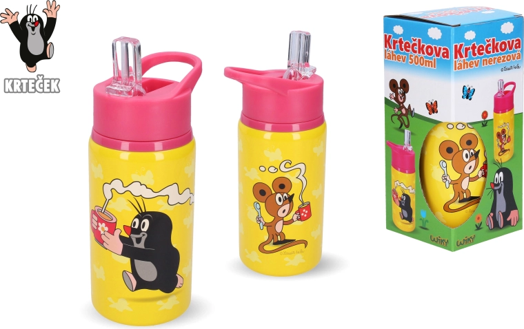 Nerezová láhev Krtek 500 ml růžová