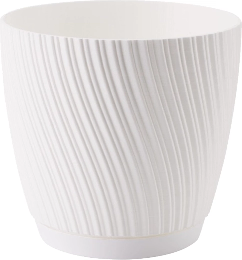 Květináč Mika Eco Recycled s podmiskou 27 cm bílý