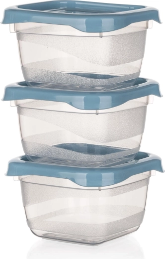 Sada čtvercových dóz na potraviny 0,1 l CULINARIA, nordic blue, 3 ks