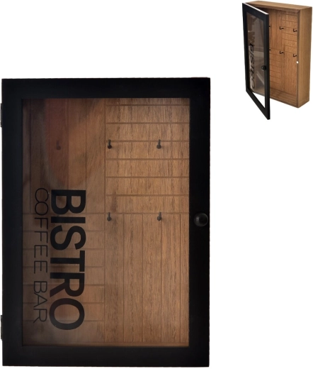 Dřevěná skříňka na klíče Bistro hnědá