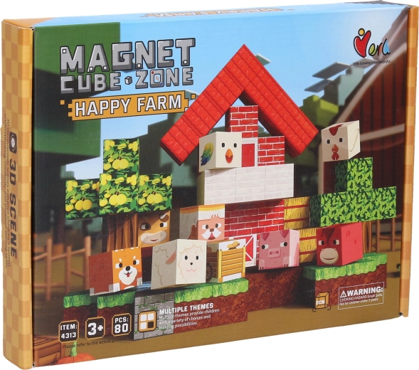 Stavebnice Magnet Cube Zone happy farm (80 dílků)