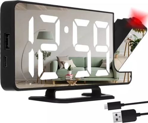 Digitální budík s projekcí a zrcadlovým displejem IZOXIS