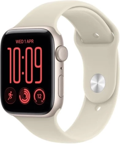 Apple Watch SE 3 GPS 40 mm s hliníkovým pouzdrem v barvě hvězdného světla a sportovním řemínkem pískové barvy M/L