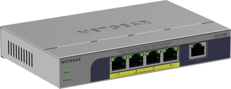 Netgear neřízený 5portový gigabitový switch s PoE+