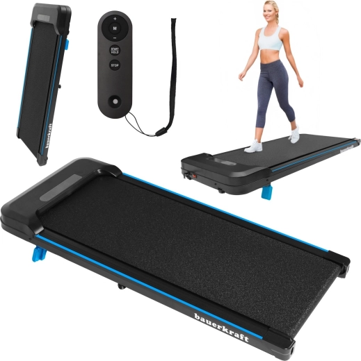 Domácí elektrický běžecký pás Bauerkraft s LED displejem, chůze cardio, černo-modrý
