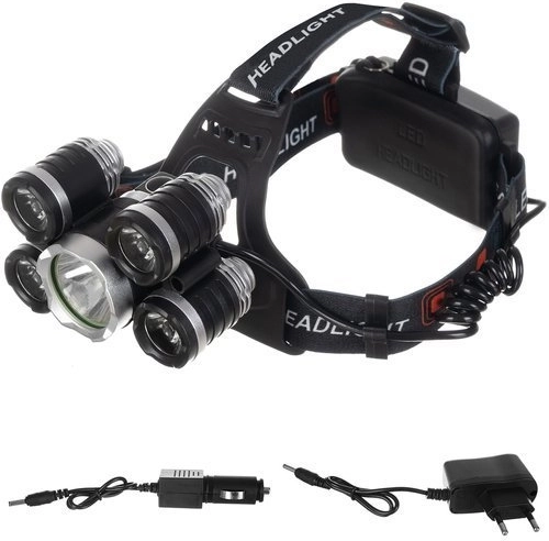 Čelovka 5× LED CREE T6 s akumulátorem