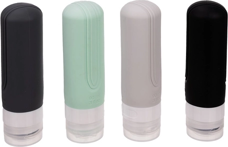 4 silikonové lahvičky 90 ml s uzávěrem „no-drip“