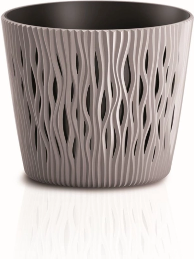 Květináč Sandy Round s vkladem mocca 18,9 cm