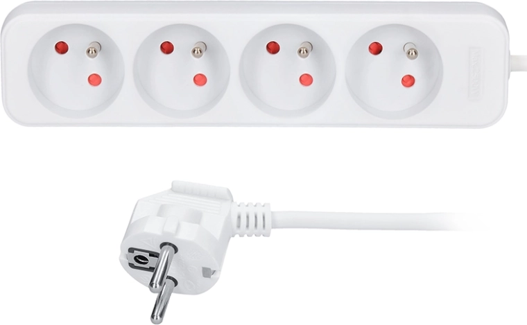 Solight prodlužovací přívod se 4 zásuvkami, bílý, 1,5 m