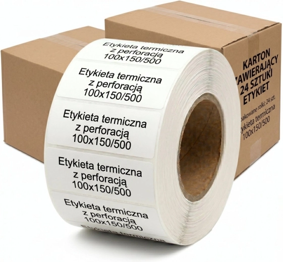Termo etikety 100 × 150 mm, role 500 ks, karton 24 rolí