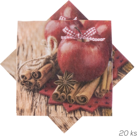 Papírové ubrousky s motivem jablíček 33 × 33 cm 20 ks