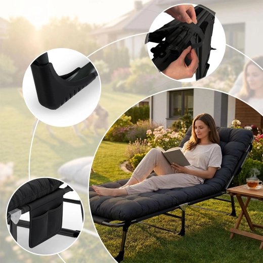 5 poloh opěradla a sklopná část pro nohy