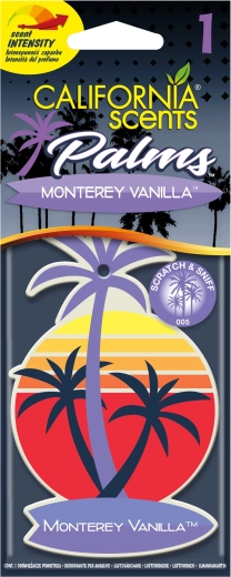 Vůně do auta California Scents Palm Monterey Vanilla – závěsná vůně ve tvaru palmy