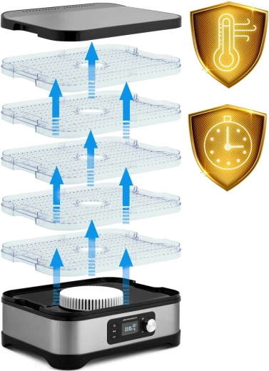 5 stohovatelných táců a velká kapacita 10 l