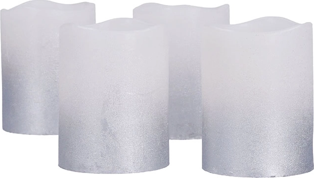 Solight sada LED svíček s časovačem, 4 ks, 6,5 cm, stříbrno-bílá