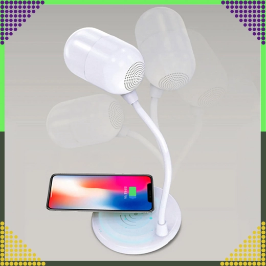 Stolní LED lampička s indukční nabíječkou 5 W a Bluetooth reproduktorem