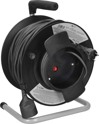 Solight prodlužovací kabel na bubnu 50 m, 1 zásuvka, černý
