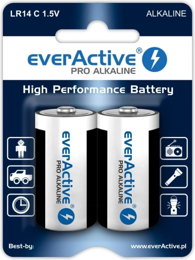 Alkalické baterie C (LR14) everActive, blister 2 ks