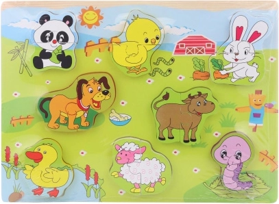 Dřevěná vkládačka domácí zvířátka