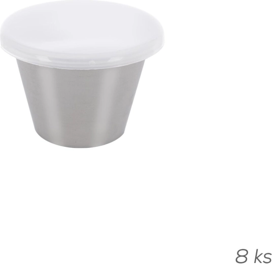 Sada nerezových misek na omáčky s víčky 6 cm, 8 ks